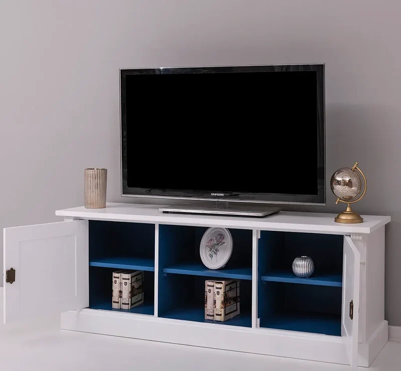 Zweitüriges TV-Board aus Massivholz - Lowboard mit offener Mitte