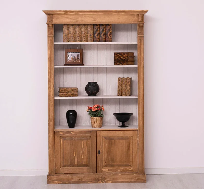 Vintage Bücherschrank aus Massivholz | Regal im Landhausstil