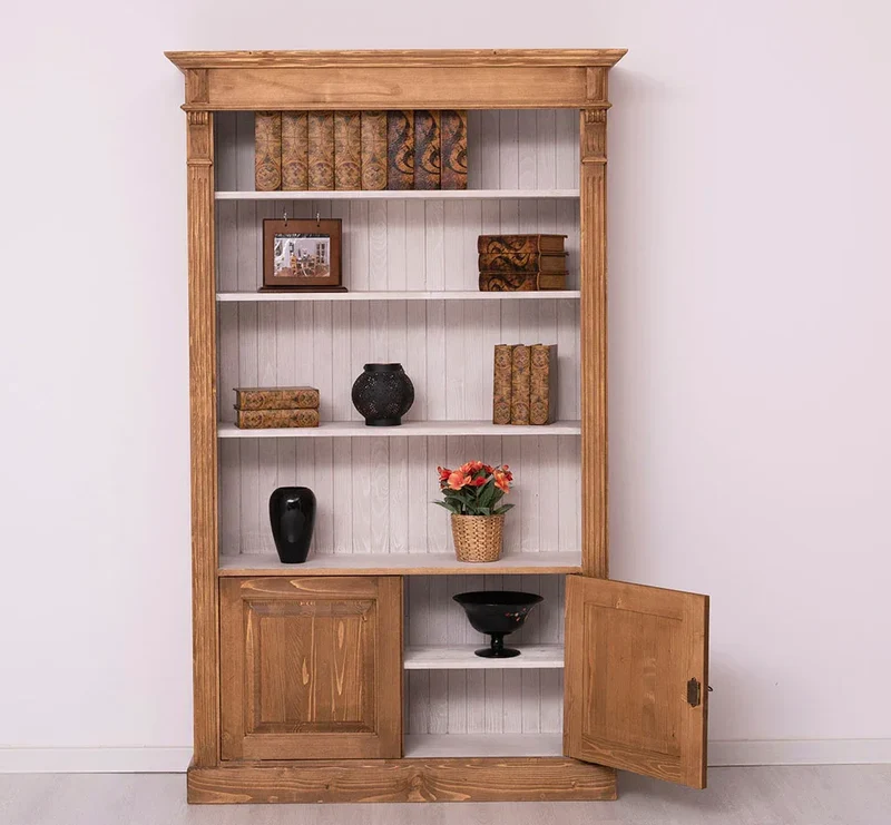Vintage Bücherschrank aus Massivholz | Regal im Landhausstil