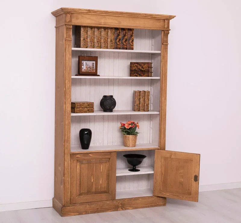 Vintage Bücherschrank aus Massivholz | Regal im Landhausstil
