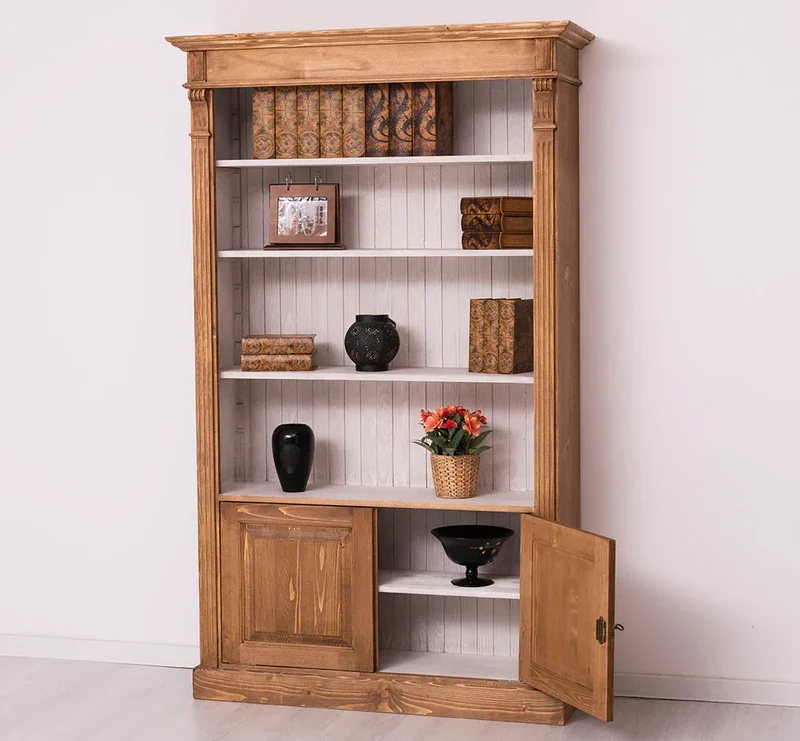 Vintage Bücherschrank aus Massivholz | Regal im Landhausstil