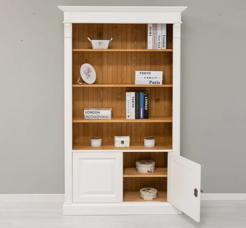 Vintage Bücherschrank aus Massivholz | Regal im Landhausstil