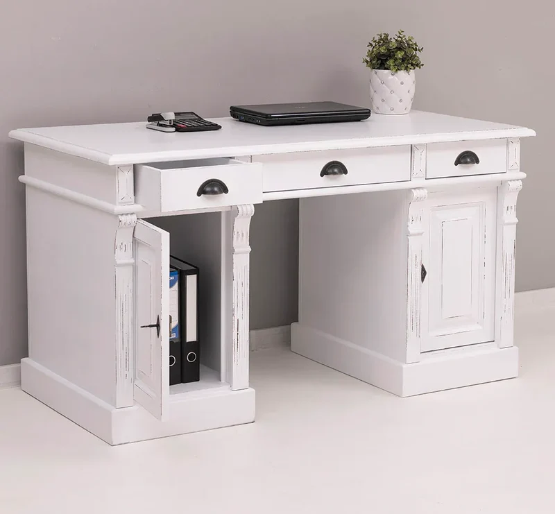 Massiver Bürotisch | Schreibtisch mit Türen und Schubladen