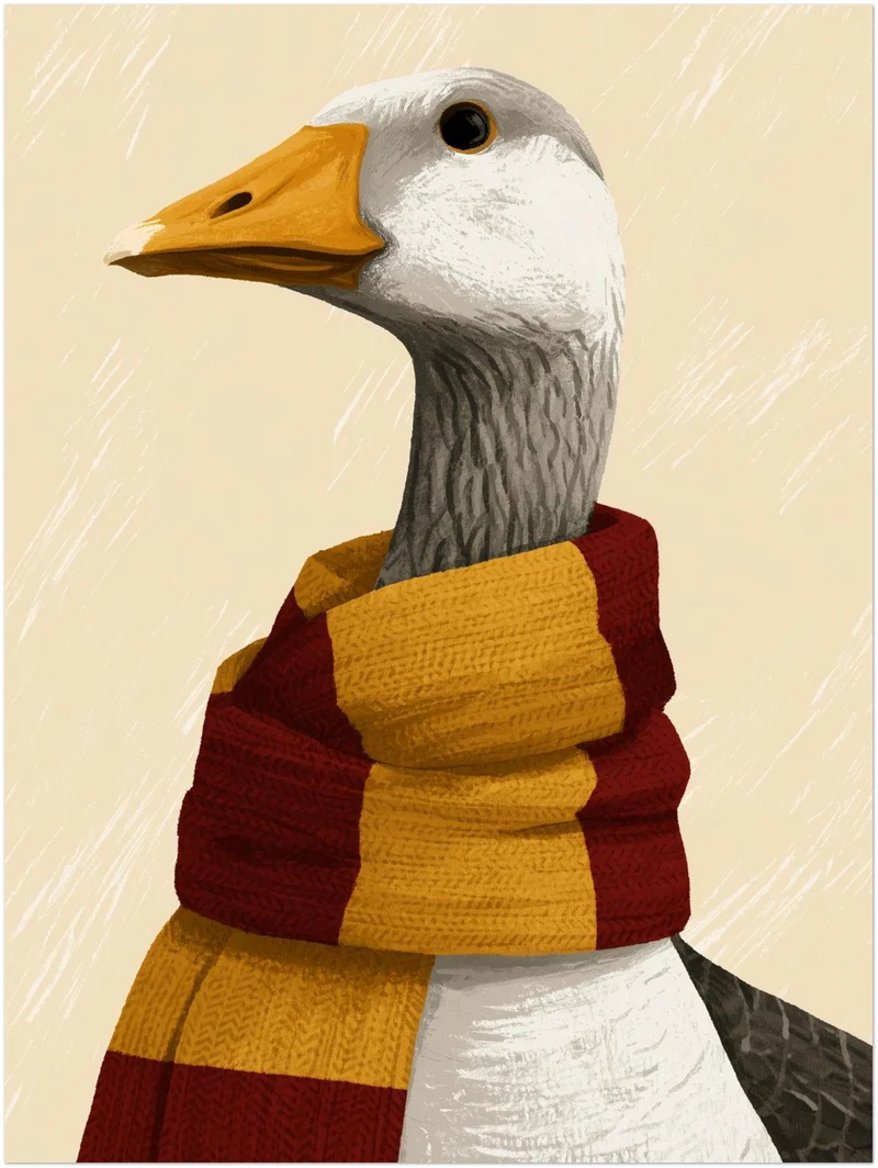 Gans im rot-gelben Schal Poster