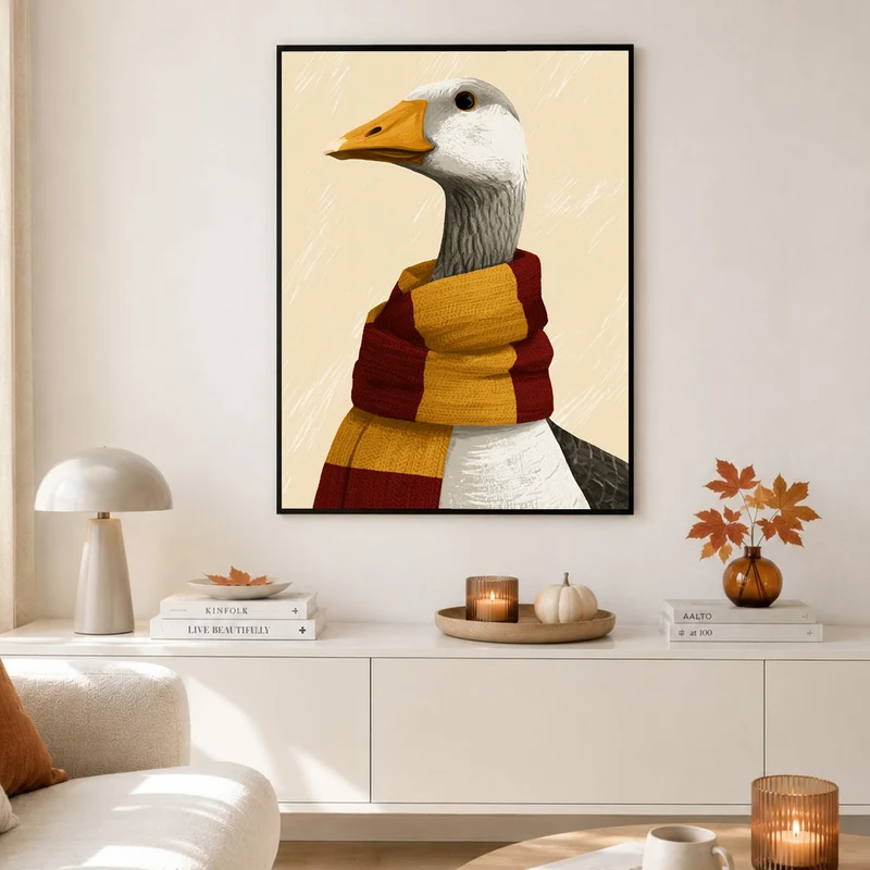 Gans im rot-gelben Schal Poster
