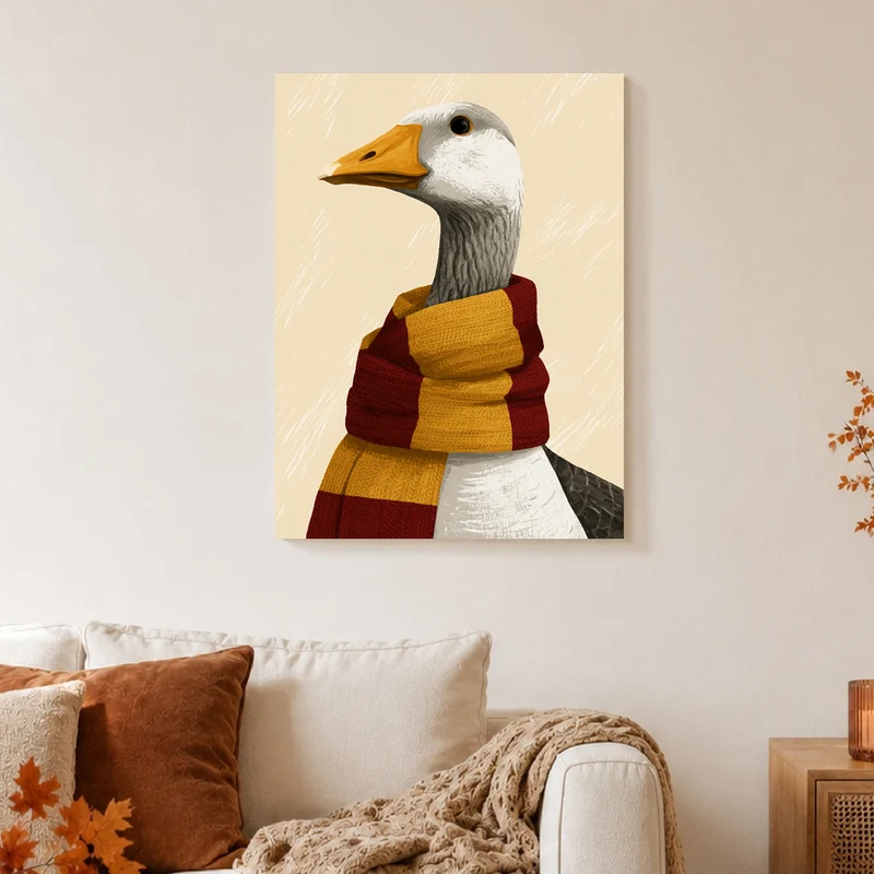 Gans im rot-gelben Schal Poster