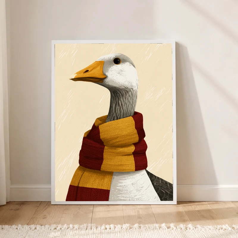 Gans im rot-gelben Schal Poster