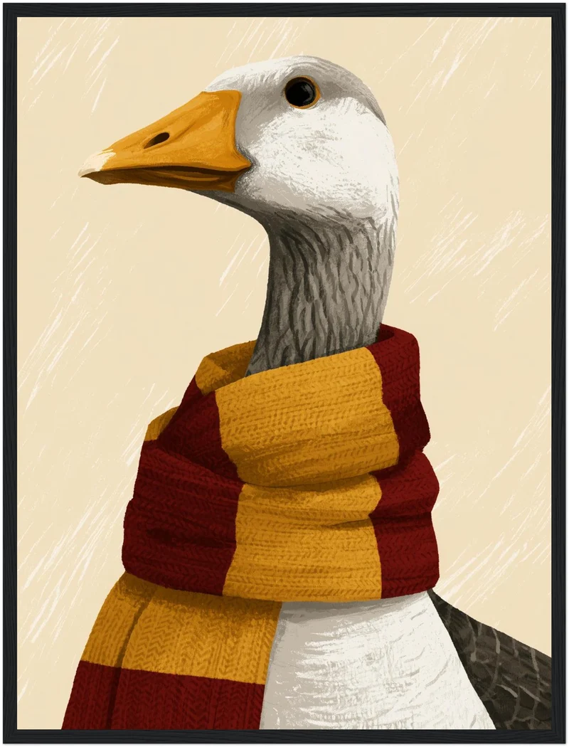 Gans im rot-gelben Schal Poster