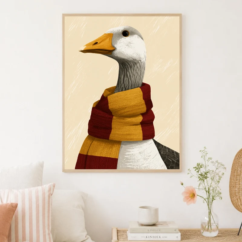Gans im rot-gelben Schal Poster