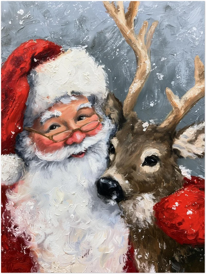 Vintage Weihnachten Poster Set – Nostalgie in Öl (3er)