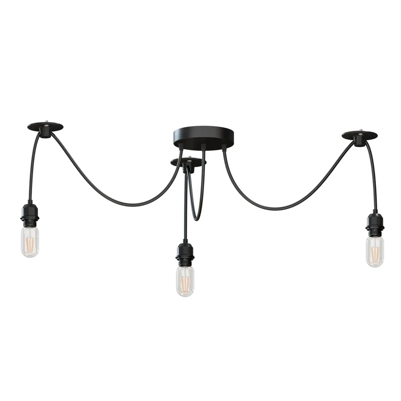 Suspension Araignée 3/5/8 Flammes E27 Câble PVC Noir~3322