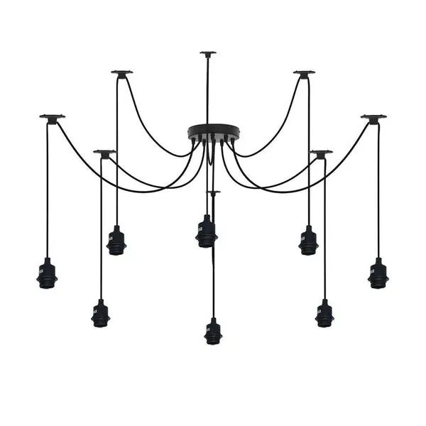 Suspension Araignée 3/5/8 Flammes E27 Câble PVC Noir~3322