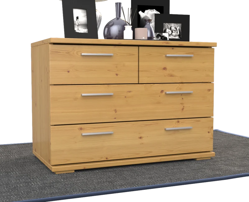 Nobis Kommode aus Bio Kiefer | Sideboard | Anrichte mit 4 Schubladen | 57 cm hoch | 100% Massivholz