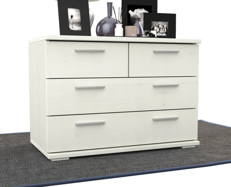 Nobis Kommode aus Bio Kiefer | Sideboard | Anrichte mit 4 Schubladen | 57 cm hoch | 100% Massivholz