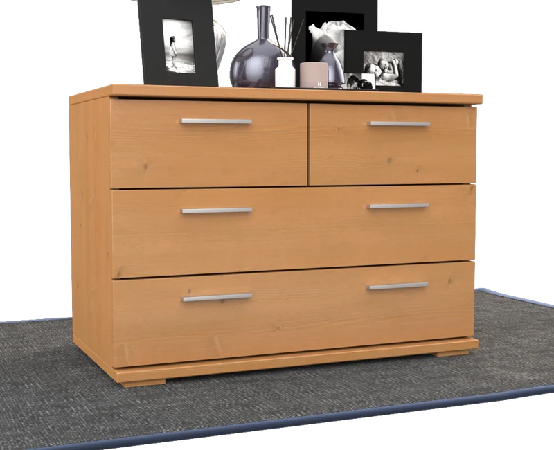 Nobis Kommode aus Bio Kiefer | Sideboard | Anrichte mit 4 Schubladen | 57 cm hoch | 100% Massivholz