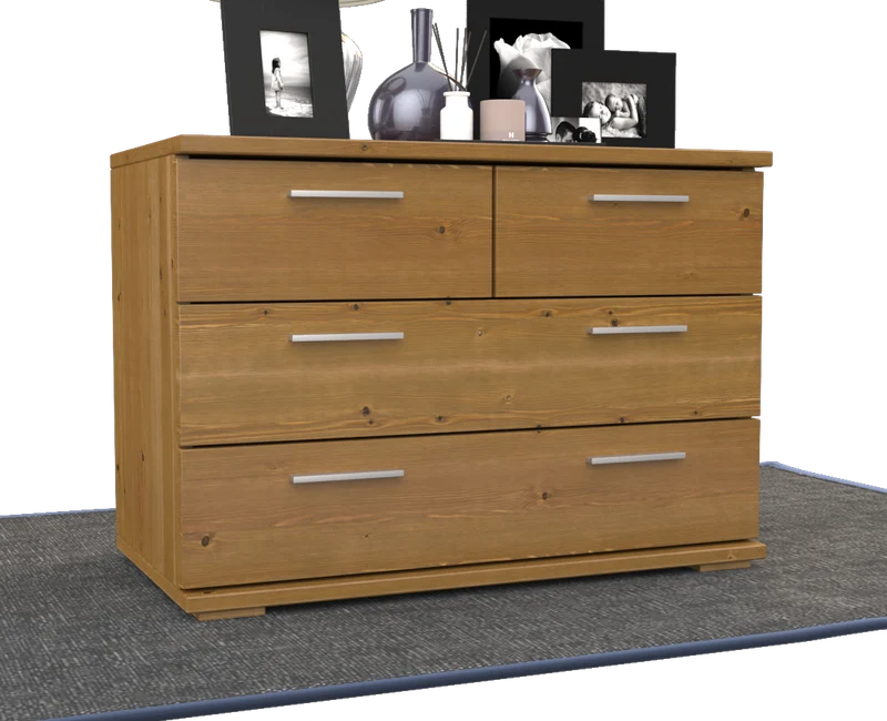 Nobis Kommode aus Bio Kiefer | Sideboard | Anrichte mit 4 Schubladen | 57 cm hoch | 100% Massivholz
