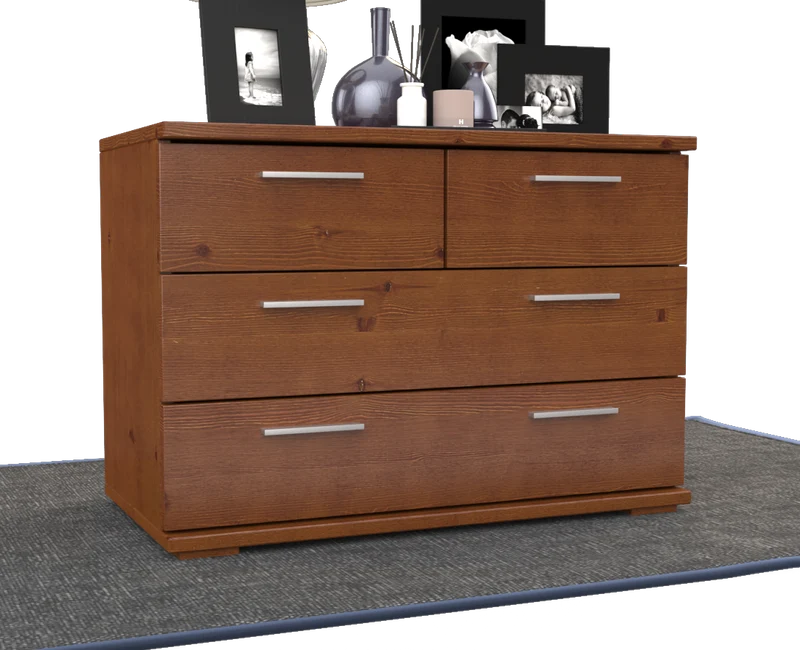 Nobis Kommode aus Bio Kiefer | Sideboard | Anrichte mit 4 Schubladen | 57 cm hoch | 100% Massivholz