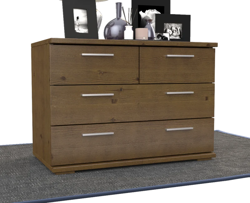 Nobis Kommode aus Bio Kiefer | Sideboard | Anrichte mit 4 Schubladen | 57 cm hoch | 100% Massivholz