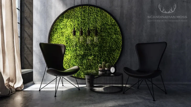 Frameless Reindeer Moss Wall Panels - Round