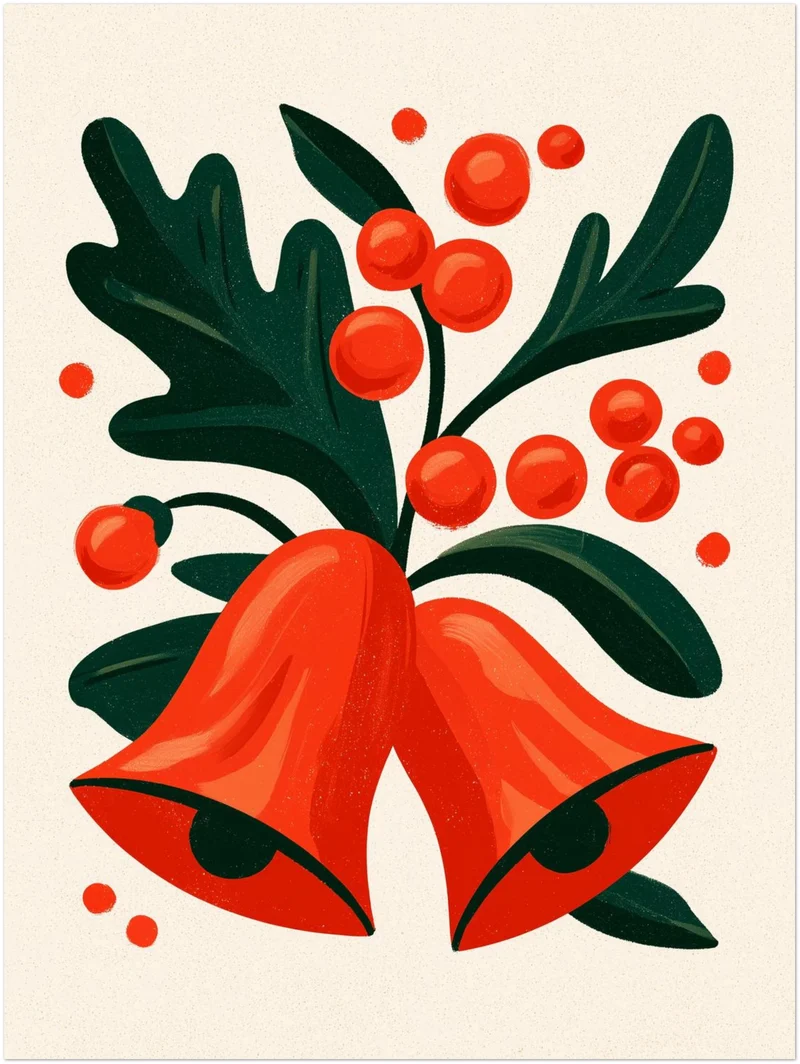 Rote Glocken mit Beeren Poster