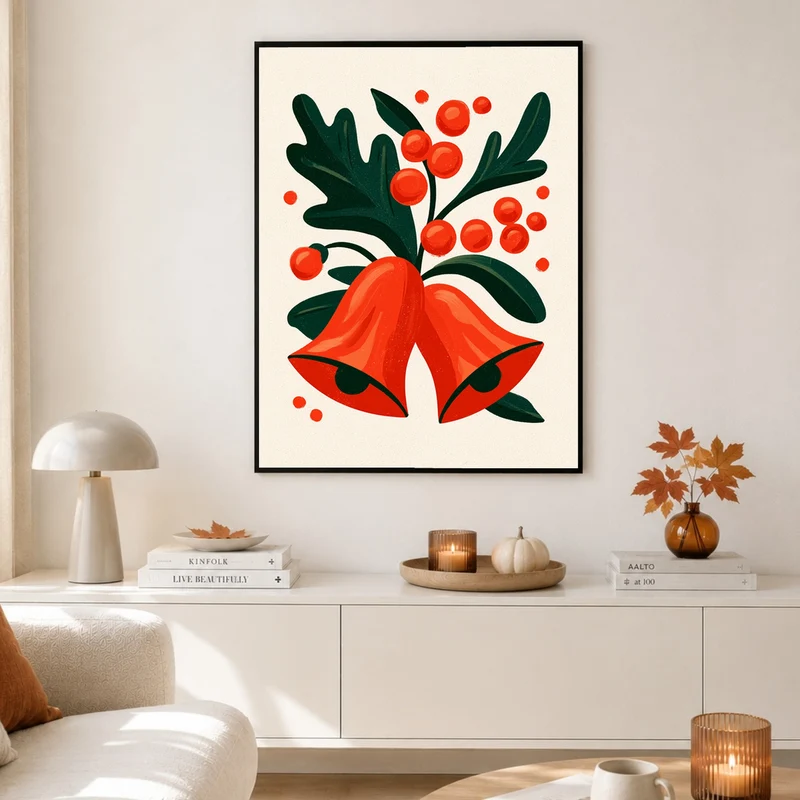 Rote Glocken mit Beeren Poster