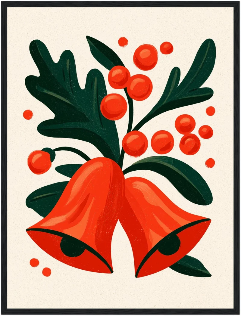 Rote Glocken mit Beeren Poster