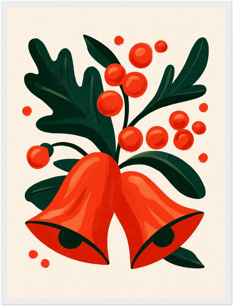 Rote Glocken mit Beeren Poster