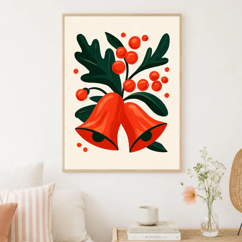 Rote Glocken mit Beeren Poster