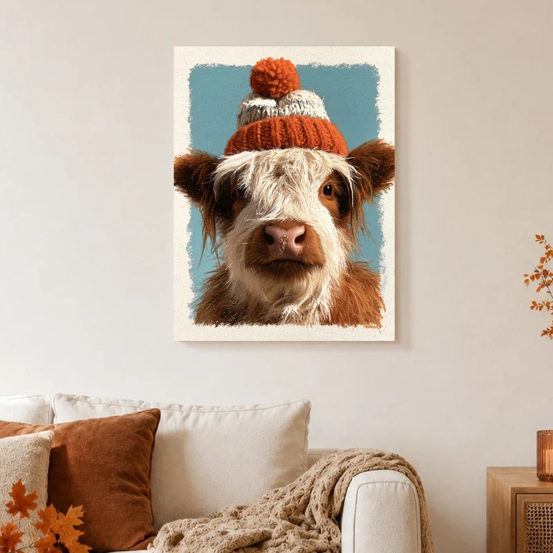 Highlander mit Wollmütze Leinwand