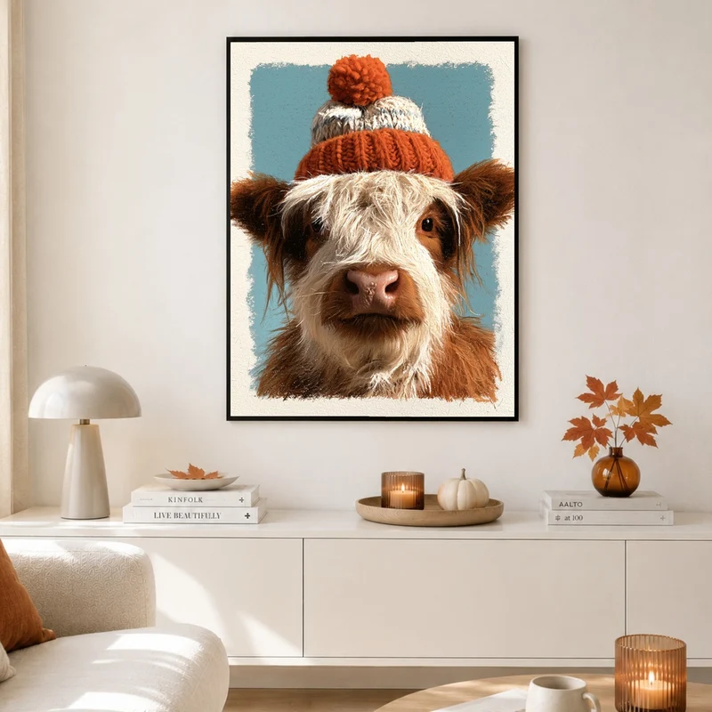 Highlander mit Wollmütze Poster