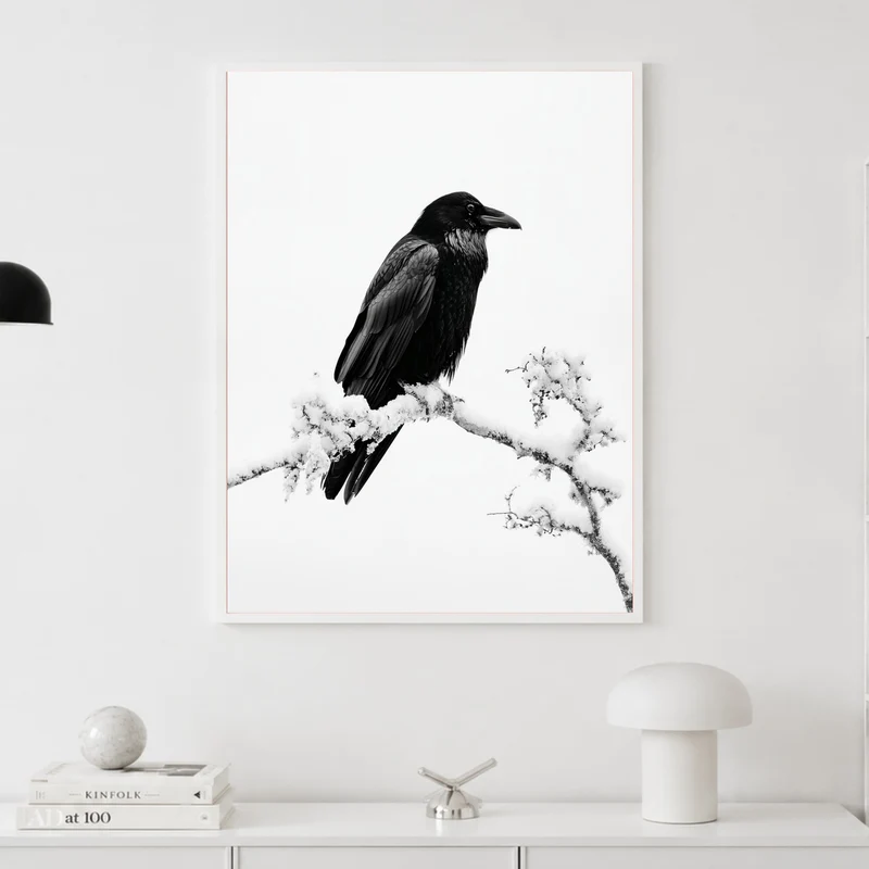 Rabe im Winterschnee Poster
