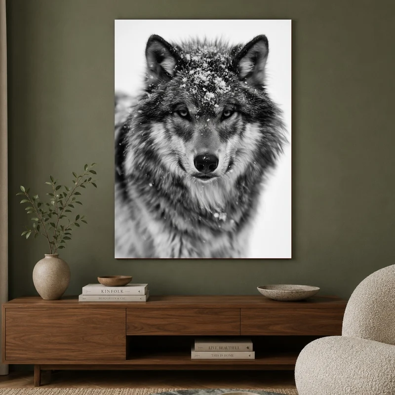 Wolf im Schneetreiben Poster