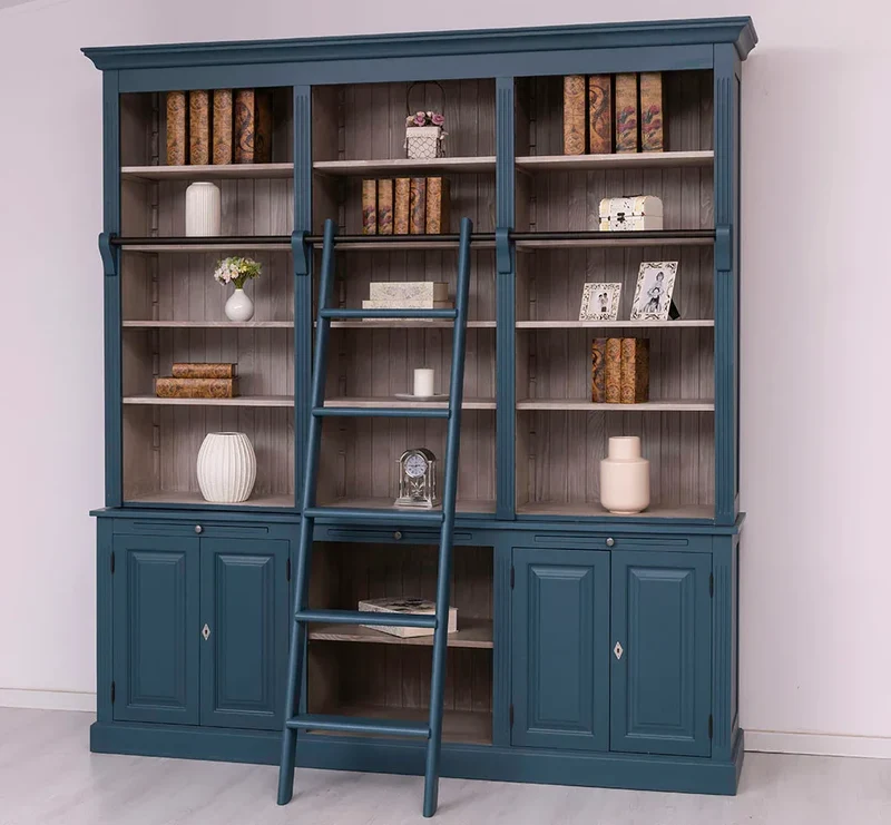 Massiver Bücherschrank | 2-teilige Bibliothek - verstellbare Regale