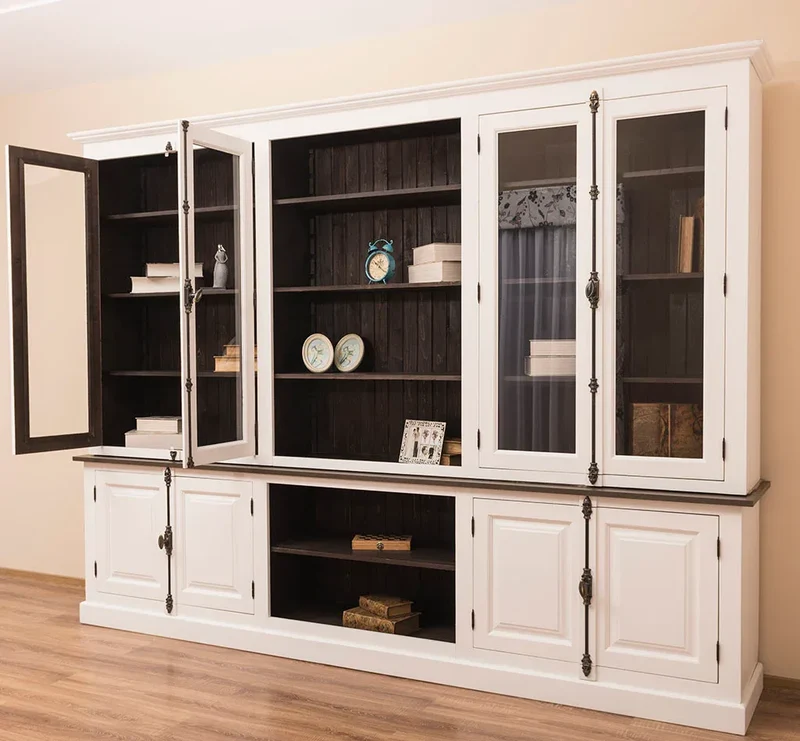 Großer Bücherschrank aus Massivholz mit externem Verschlusssystem | Wohnzimmerschrank
