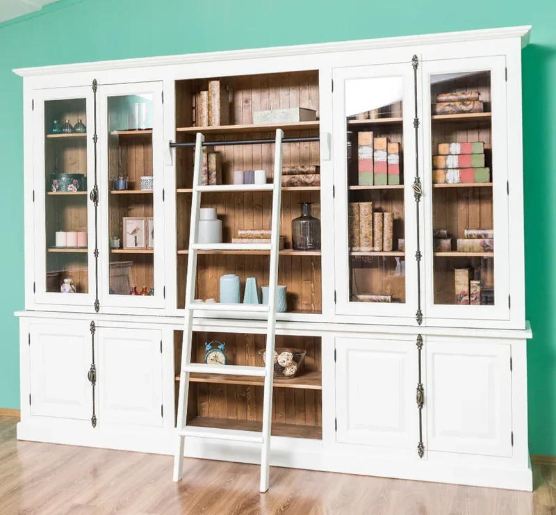 Großer Bücherschrank aus Massivholz mit externem Verschlusssystem | Wohnzimmerschrank