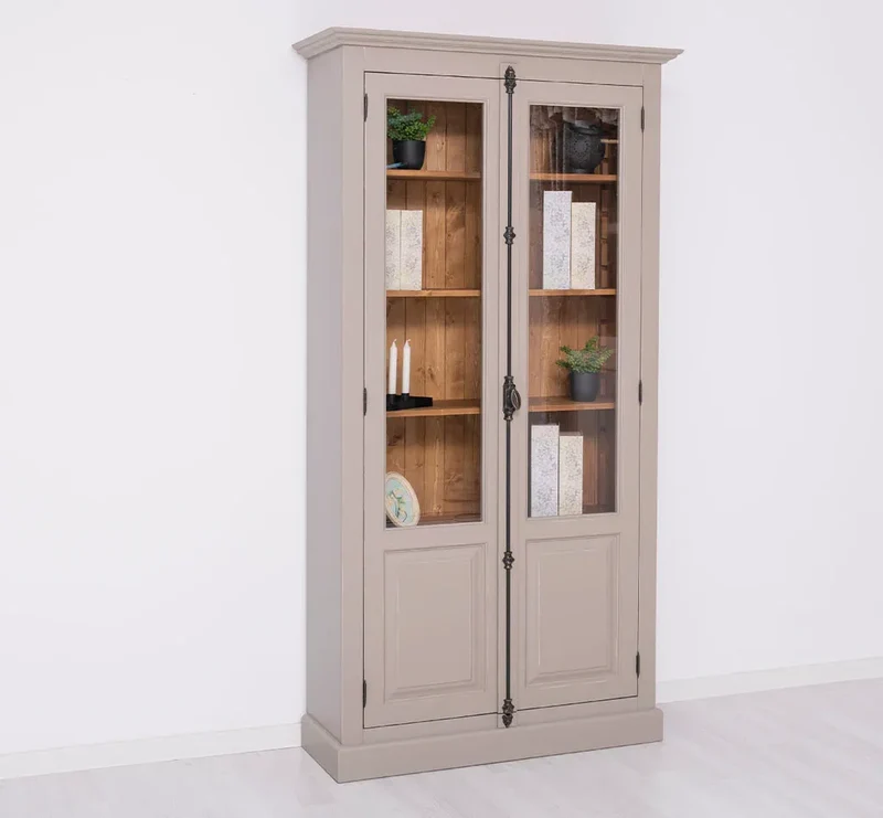 Landhausstil Büchervitrine aus Massivholz in verschiedenen Farben - Vintage Bücherschrank