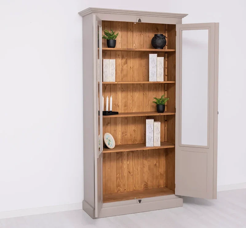 Landhausstil Büchervitrine aus Massivholz in verschiedenen Farben - Vintage Bücherschrank