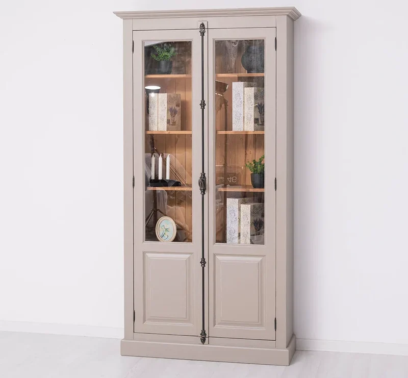 Landhausstil Büchervitrine aus Massivholz in verschiedenen Farben - Vintage Bücherschrank