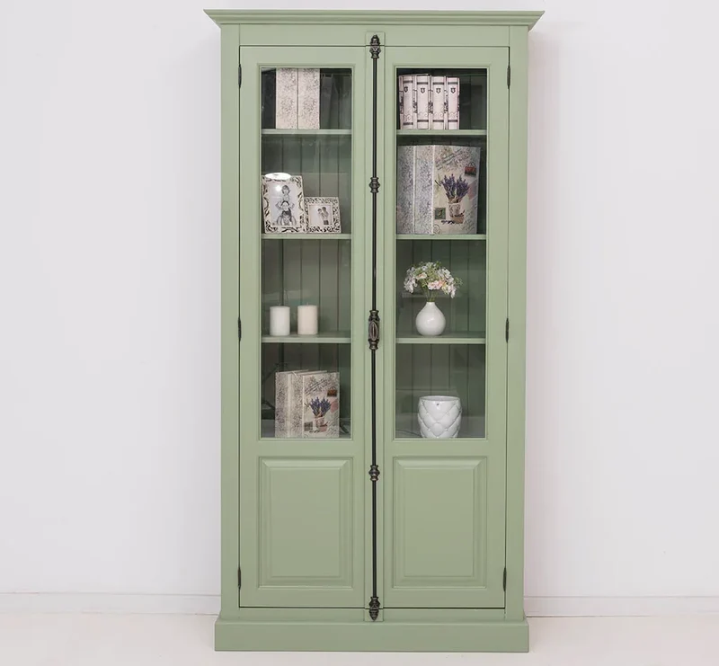 Landhausstil Büchervitrine aus Massivholz in verschiedenen Farben - Vintage Bücherschrank