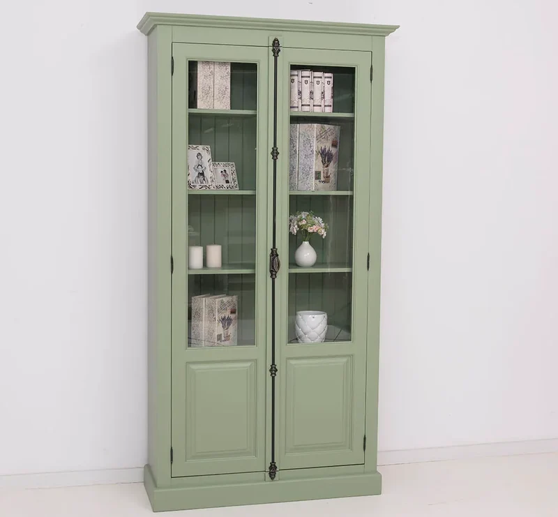 Landhausstil Büchervitrine aus Massivholz in verschiedenen Farben - Vintage Bücherschrank