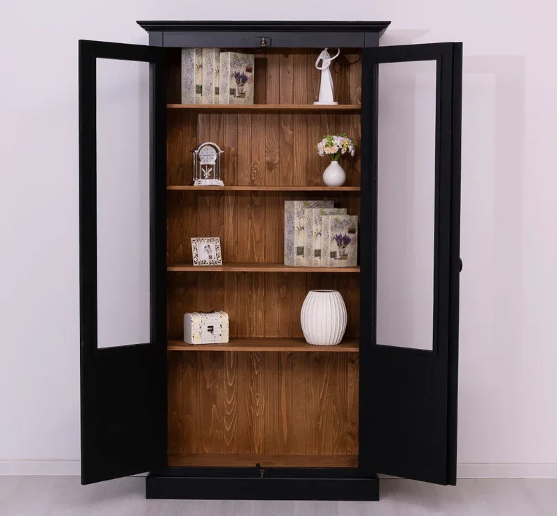 Landhausstil Büchervitrine aus Massivholz in verschiedenen Farben - Vintage Bücherschrank