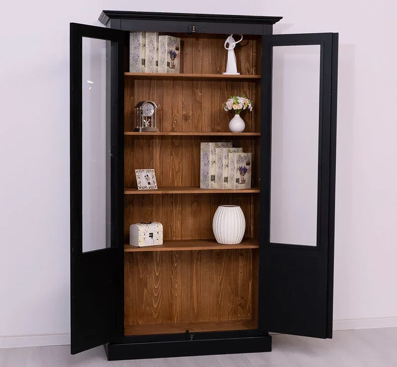 Landhausstil Büchervitrine aus Massivholz in verschiedenen Farben - Vintage Bücherschrank
