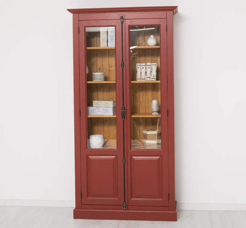 Landhausstil Büchervitrine aus Massivholz in verschiedenen Farben - Vintage Bücherschrank