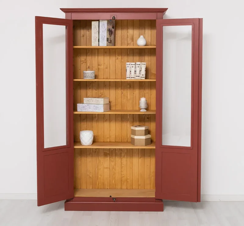 Landhausstil Büchervitrine aus Massivholz in verschiedenen Farben - Vintage Bücherschrank