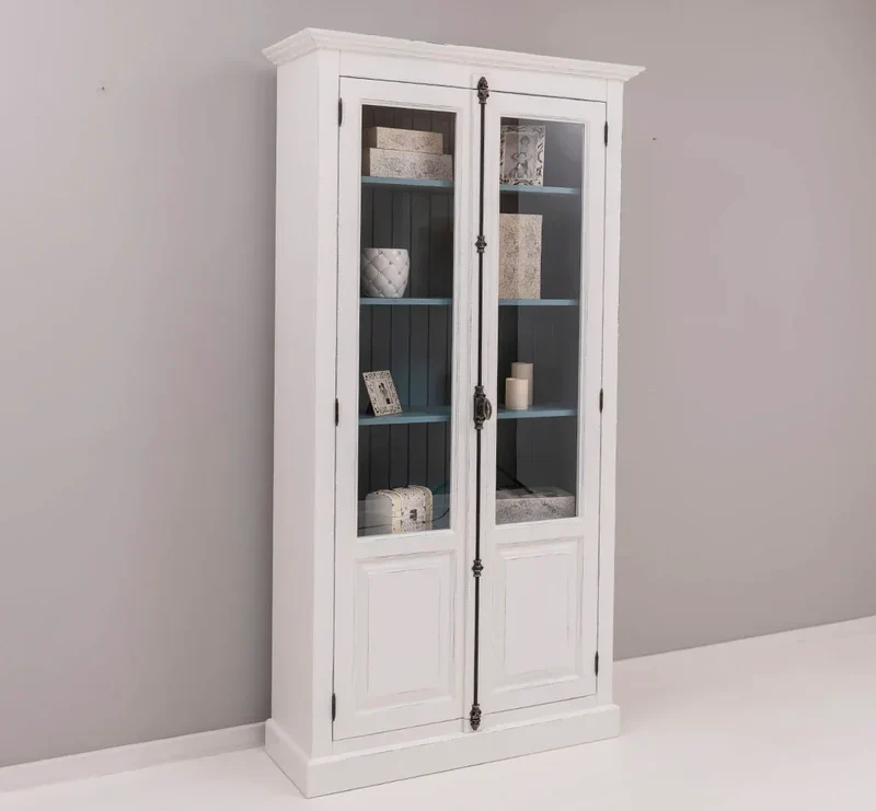 Landhausstil Büchervitrine aus Massivholz in verschiedenen Farben - Vintage Bücherschrank