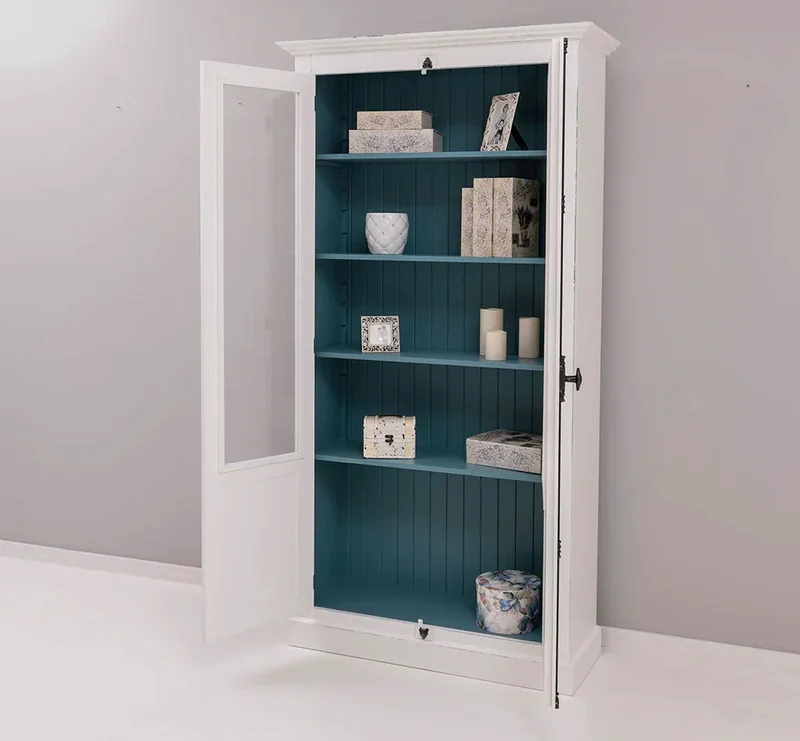 Landhausstil Büchervitrine aus Massivholz in verschiedenen Farben - Vintage Bücherschrank