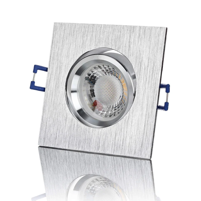 LED Einbaustrahler Flach - Alu gebürstet Eckig 5W LED Dimmbar- Esigno
