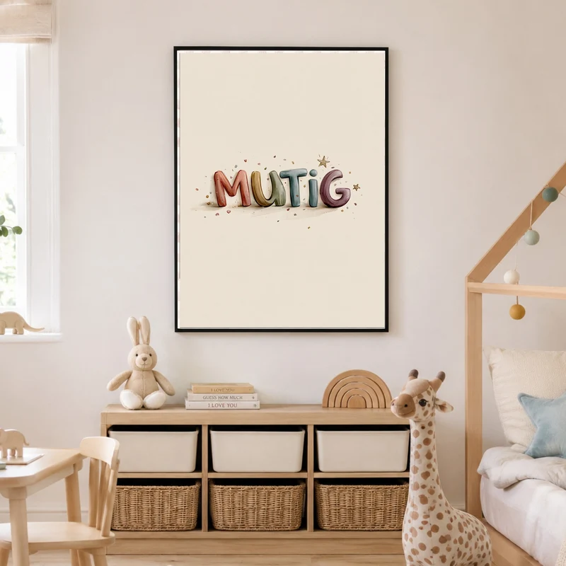 Mutig Schriftzug Kinderzimmer Poster