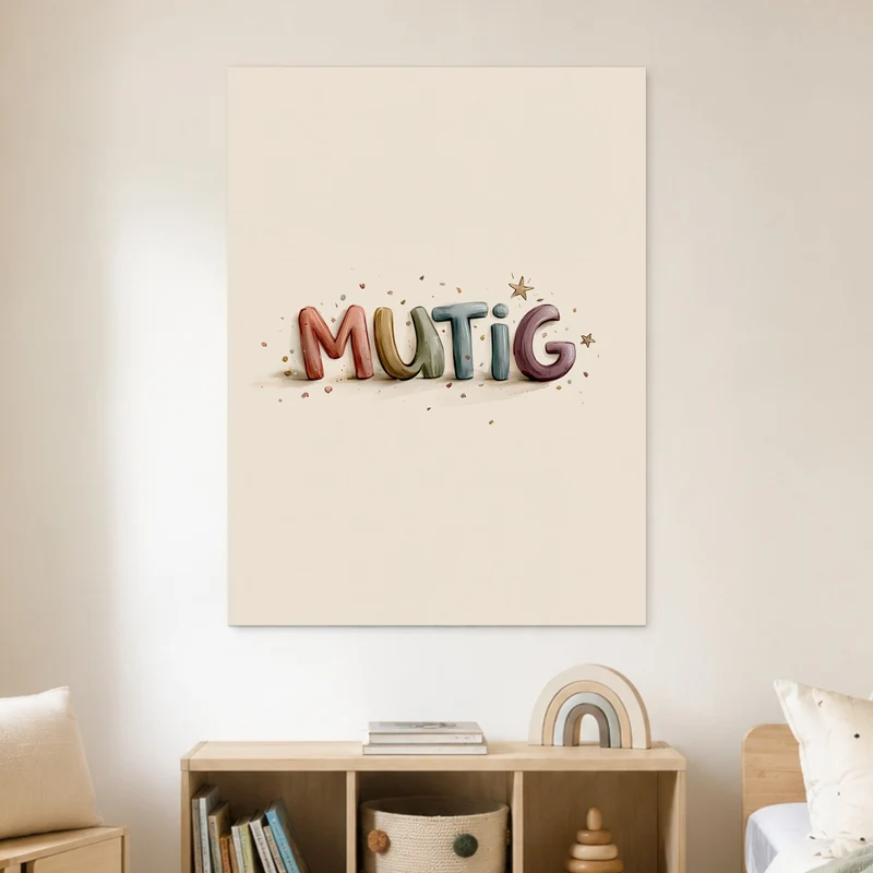 Mutig Schriftzug Kinderzimmer Poster