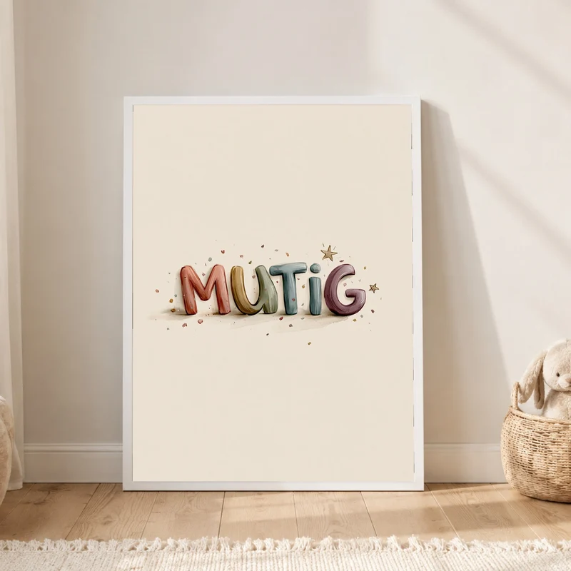 Mutig Schriftzug Kinderzimmer Poster